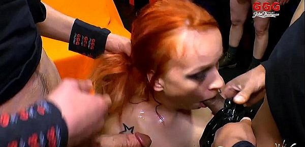  Extreme Bukkake - Dirty Mary the redhead Latex Queen